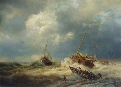 Ships in a Storm on the Dutch Coast by Andreas Achenbach